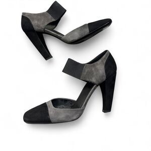 Prada Colorblock Heels Suede Black Gray 9